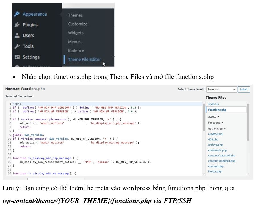 Cách thêm thẻ Meta vào WordPress bằng functions.php