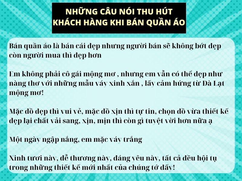 Những câu nói thu hút khách hàng khi bán quần áo