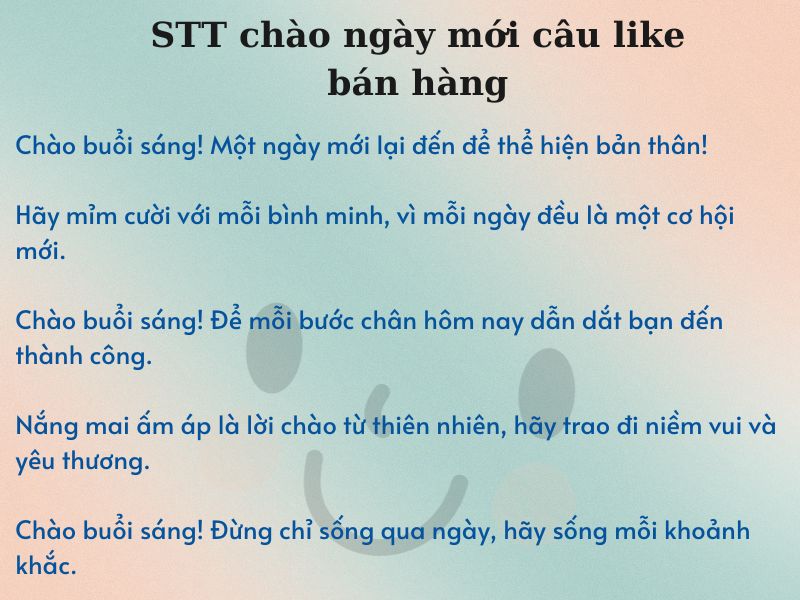 STT chào ngày mới câu like bán hàng